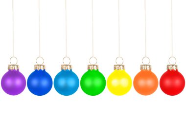 Christmas tree balls, rainbow colors clipart