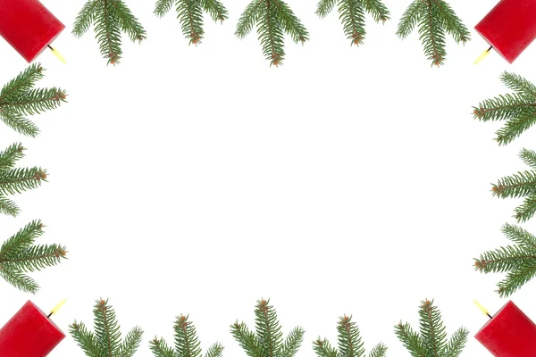 Jedle větve, strom vánoční koule — Stock fotografie