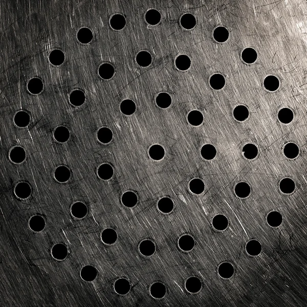 Scratched metal surface with holes — Stock Photo, Image