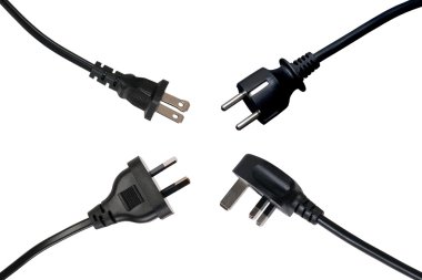 Four black power plugs clipart