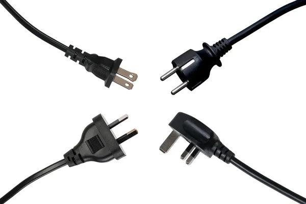 Four black power plugs — Stock Photo, Image