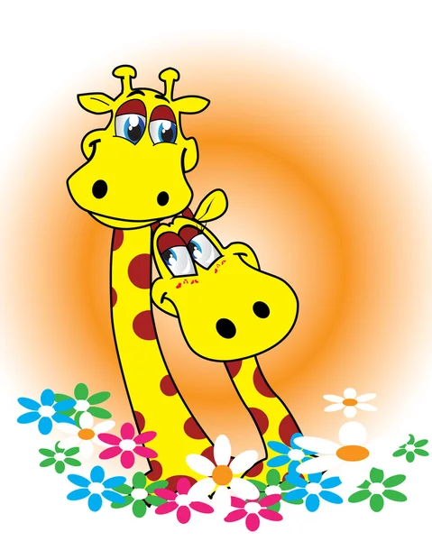 Deux girafes heureuses — Image vectorielle