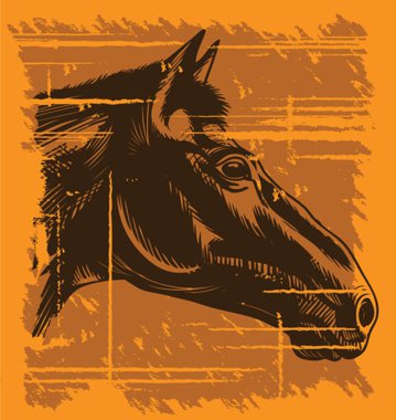 Grunge vintage horse head clipart