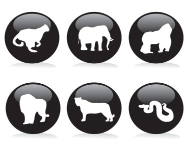 Six wild animals buttons clipart