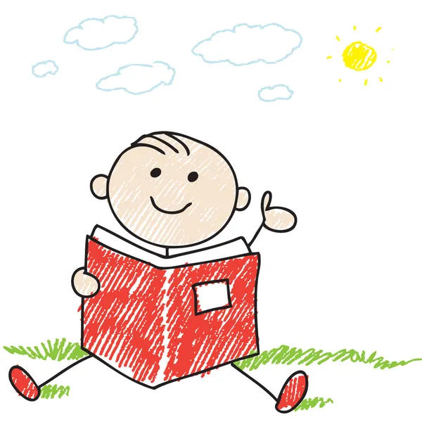 Ένα αγόρι ανάγνωση — Διανυσματικό Αρχείο