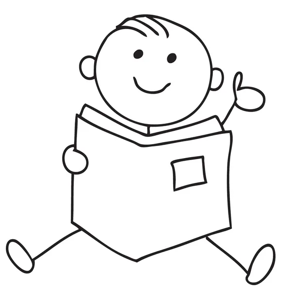 Doodle αγόρι ανάγνωση — Διανυσματικό Αρχείο
