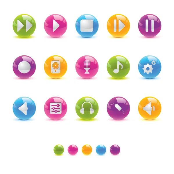 Iconos de círculo brillante - Audio — Vector de stock