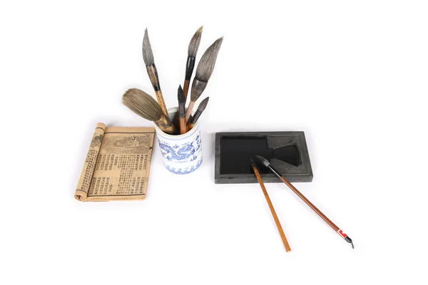 Writing brush and book — Stock Photo, Image