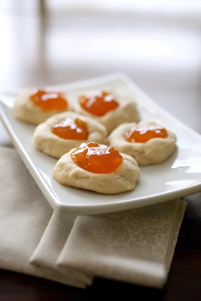 Cookies d'empreinte de pouce abricot — Photo