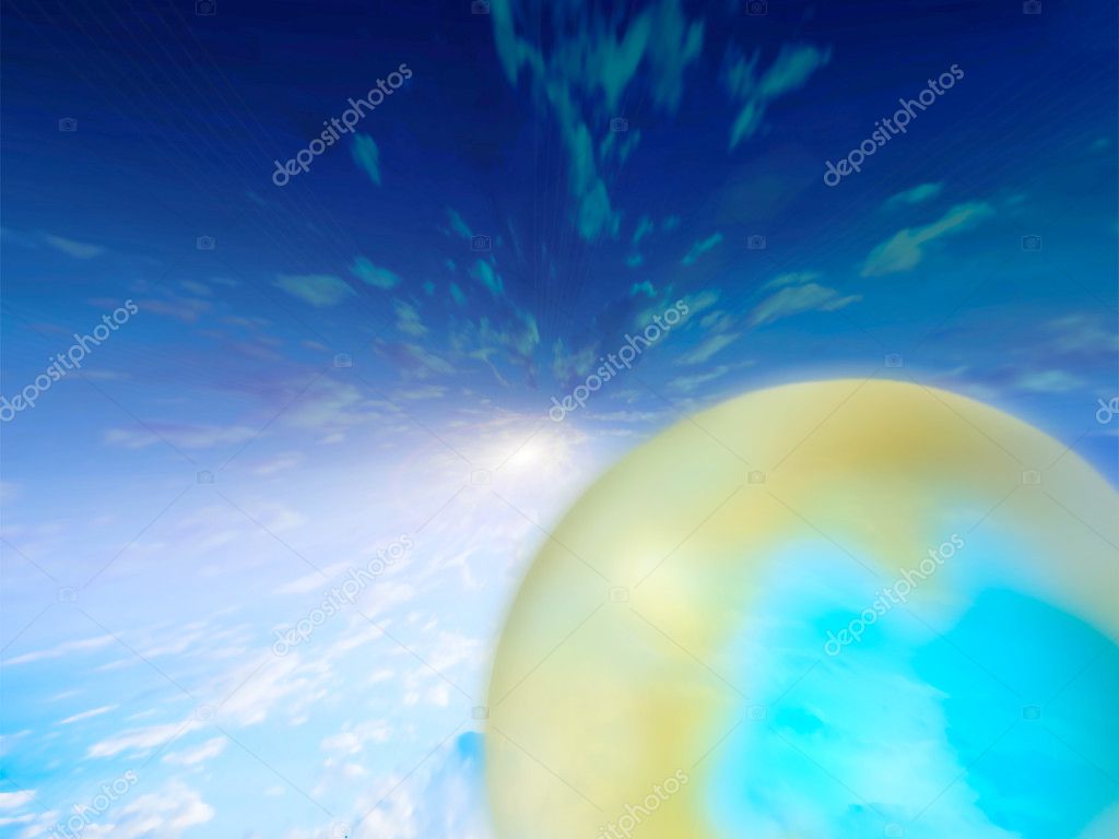 Abstract blue sky and light planet