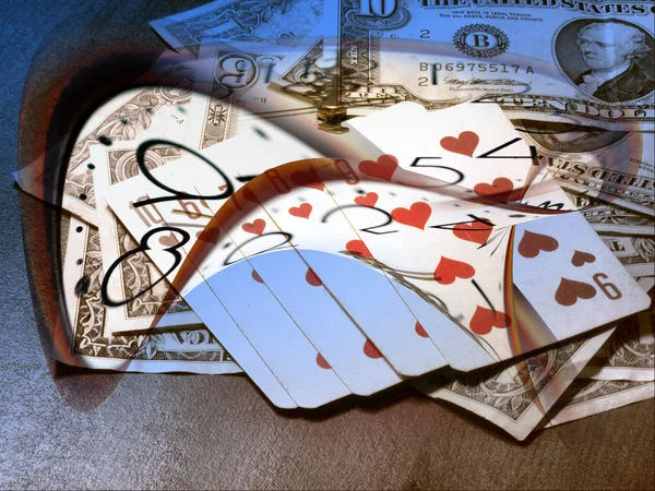 Dolar, poker ve zaman — Stok fotoğraf