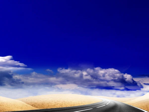 Route in der Wüste — Stockfoto