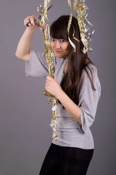 Menina com ouropel — Fotografia de Stock