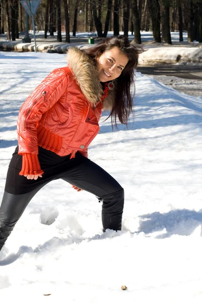 Happy girl walking outdoor — Stock Photo, Image