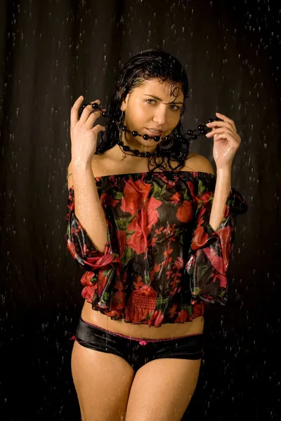 섹시 한 여자의 근접 촬영 초상화 — 스톡 사진
