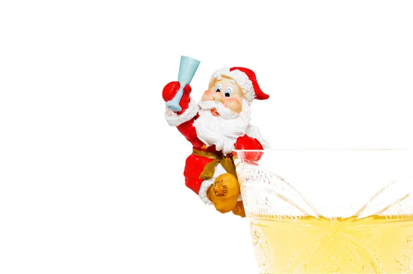 Weinglas mit Weihnachtsmann. — Stockfoto