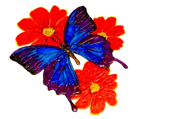 Le papillon dessiné, chemin de coupure — Photo
