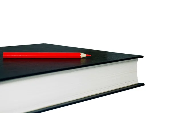 Buch und Bleistift, mit Ausschnitt — Stockfoto