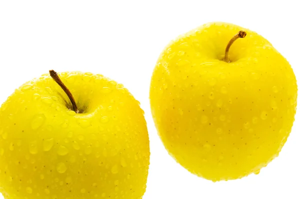 Duas maçãs com baixas . — Fotografia de Stock