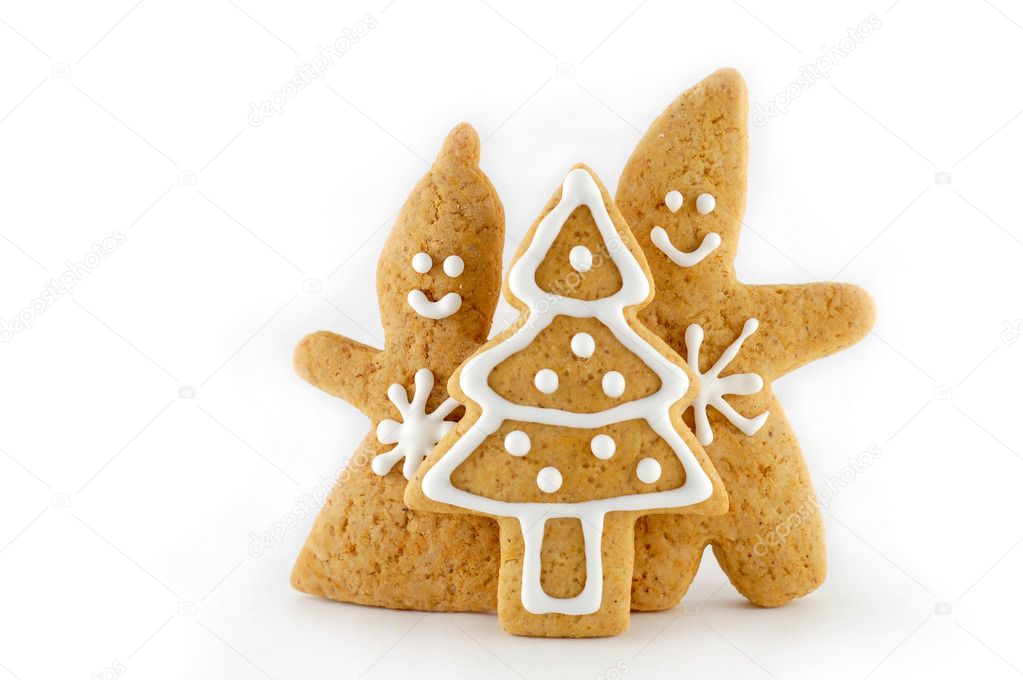 Gingerbread couple with Christmas tree