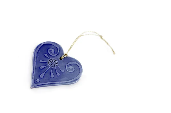 Décoration en céramique bleue en forme de coeur — Photo