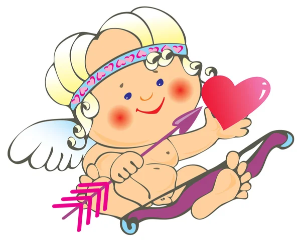 Cupid and heart — Stock Vector