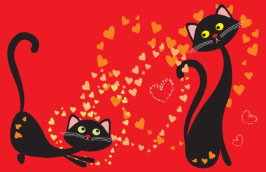 Cats play love clipart