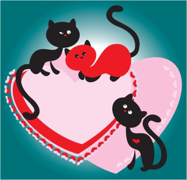 Red and black cats clipart