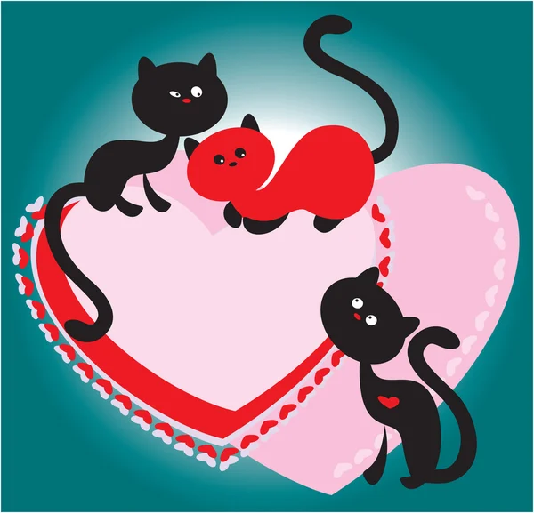 Kırmızı ve siyah kedi — Stok Vektör