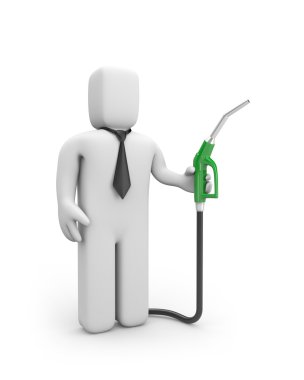 Businessman with gas pump. Business concept clipart