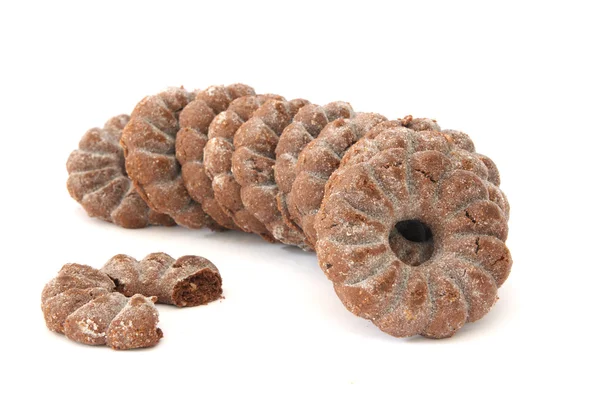 Kakaové křehké sušenky řádek — Stock fotografie