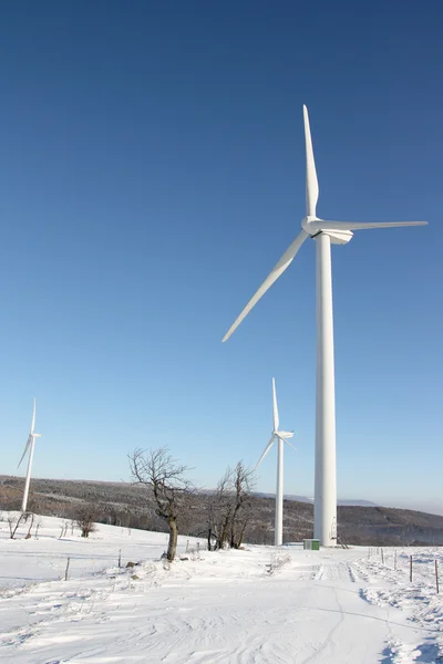 Turbin wiatrowych w zimowych langscape — Zdjęcie stockowe