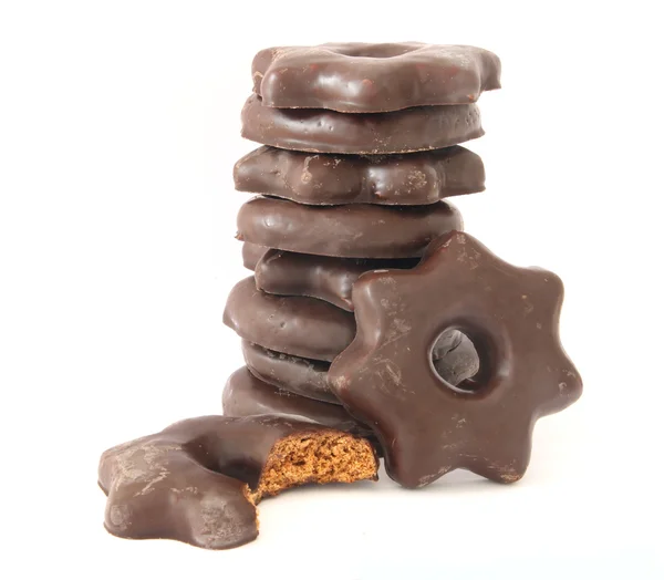 Biscotti di pan di zenzero ricoperti di cioccolato — Foto Stock