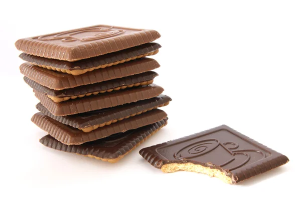 Biscoitos de manteiga cobertos com chocolate — Fotografia de Stock