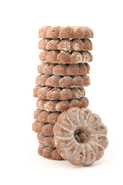 Stack of shortbread cocoa biscuits — Stock Photo, Image