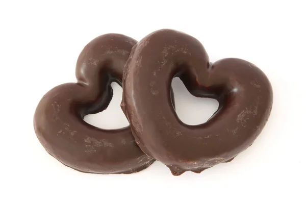 Chocolate coberto corações de gengibre — Fotografia de Stock