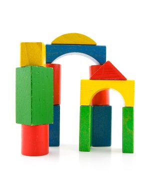 Colorful wooden building blocks clipart