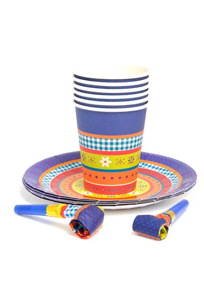 Platos y tazas de cumpleaños — Foto de Stock