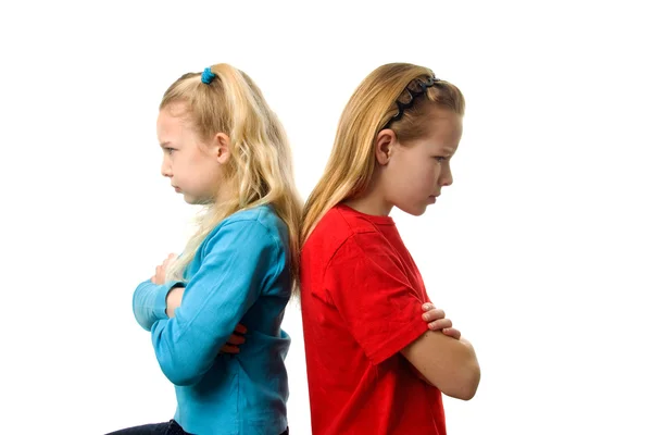 Two girls are angry at each other — Stock Photo, Image