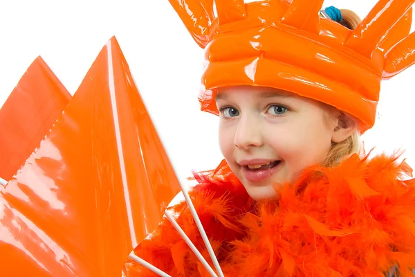 Fille pose en tenue orange — Photo