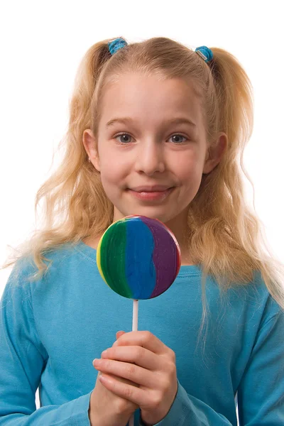 Gril med lollipop — Stockfoto
