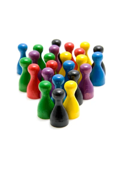 Lots of colored pawn in group — Stock Photo, Image