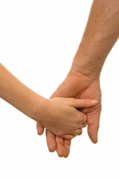 Homme adulte et enfant tenant la main — Photo