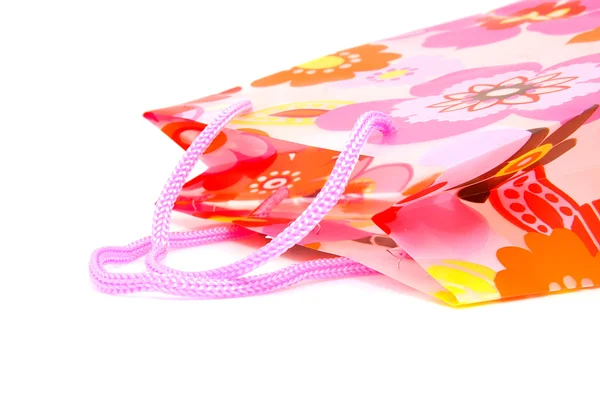 Saco de compras de plástico com motivo floral — Fotografia de Stock