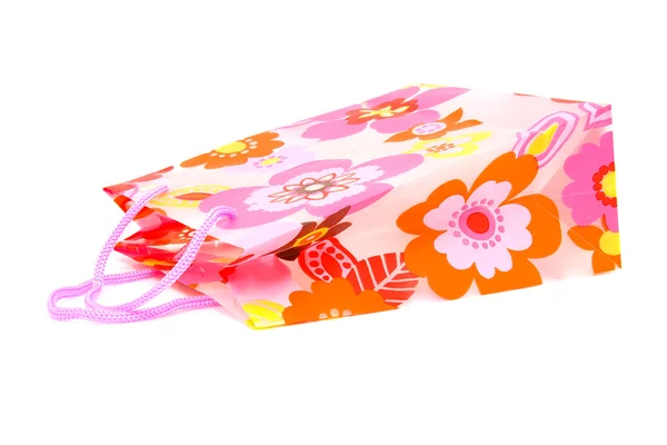 Bolso de compras de plástico con motivo floral — Foto de Stock