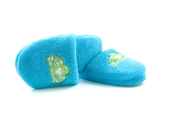 Pair of blue slippers for children — Stock Photo, Image