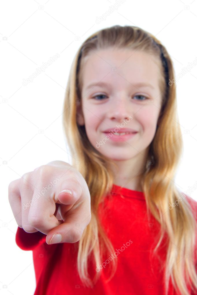 Girl is pointing at you