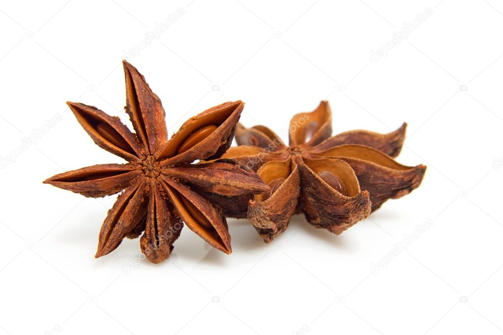 Two star anise in closeup