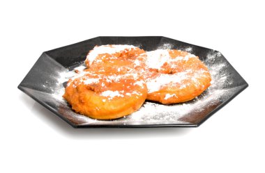 Plate with home bakes apple fritter clipart