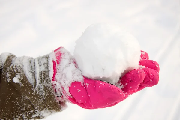 Snow ball in hand — Stock Photo, Image